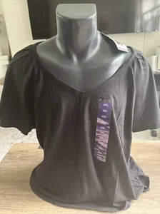 Rafaella Black Knit Top Short Sleeve Pullover Shirt Women’s Sz XXL NWT $44 - Picture 1 of 4