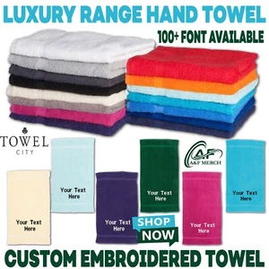 Personalised Custom Embroidered Your Text Towel City Luxury Range Hand Towel - Picture 1 of 17