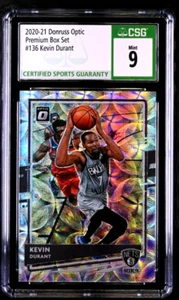 2020-21 Optic #136 Premium Box /249 Scope Prizm Holo Kevin Durant CSG 9 MINT 1/1 - Picture 1 of 3