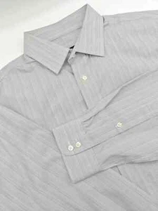 🇺🇲 Jos A Bank Joseph Men's 16.5x35 Slim Fit Shirt 100% Cotton Gray Stripe - Picture 1 of 8