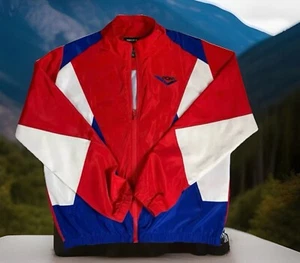 FOREVER 21 RETRO 90s PONY RED WHITE BLUE LONG SLEEVE ZIP JACKET WINDBREAKER SZ L - Picture 1 of 5