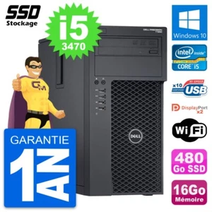PC Tour Dell Precision T1650 MT Intel i5-3470 RAM 16Go SSD 480Go Windows 10 Wifi - Photo 1/8