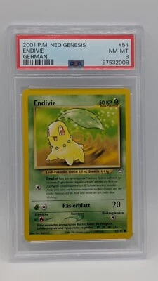 2001 Pokemon German Neo Genesis "Endivie" Chikorita 54/111 PSA 8 NM-MT! LOW POP! - Image 1 of 2
