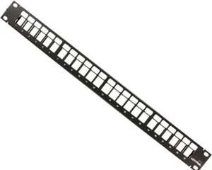 Leviton 49255-H24 Quickport Patch Panel, 24-Port, 1RU, Cable Management Bar Incl - Photo 1/12