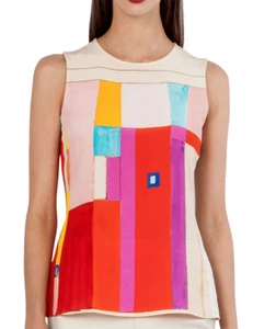 AKRIS Bluse mit Wandbildmuster Gr. 38 = US 6 - Neu ohne Etikett - Bild 1 von 4