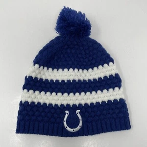 Vintage Indianapolis Colts Beanie Women Knit Pom Grandma Granny Crochet - Picture 1 of 5