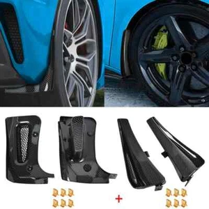 CARBON FIBRE Front Rear Splash Guards Mud Flaps For Corvette C8 Z06 E-Ray 23-25 - Picture 1 of 18