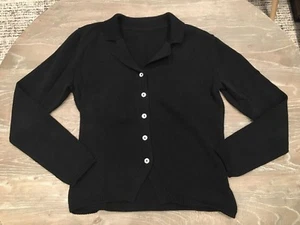 LEGGIADRO BLACK COTTON SWEATER PRE-OWNED SIZE M / MEDIUM WITH BUTTONS - Picture 1 of 7