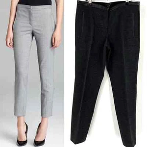 Pantalones al tobillo Theory Fia Mini Houndstooth tejidos piel de cordero talla 8 negros gris - Imagen 1 de 11