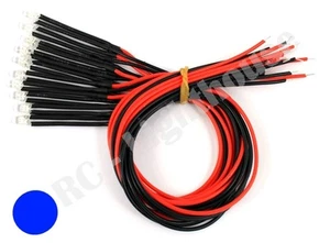 RC LED Light 2 pieces Replacement Lead Prewired, 2pc Flashing Blue 3mm - Picture 1 of 1