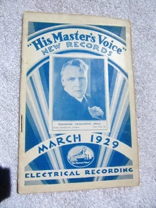 March 1929 HIS MASTER'S VOICE NEW RECORDS Supplement FEODOR CHALIAPIN CATALOGUE - Picture 1 of 2