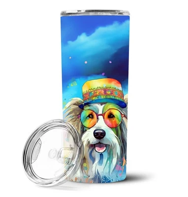 Vaso delgado Bearded Collie Hippie Dawg acero inoxidable 20 oz DAC2457TBL20 Foto 1 de 4