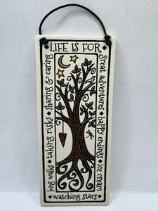 Placa de Pared Cerámica Árbol de la Vida Afirmante Pájaro Naturaleza Corazón Alegría - Imagen 1 de 13