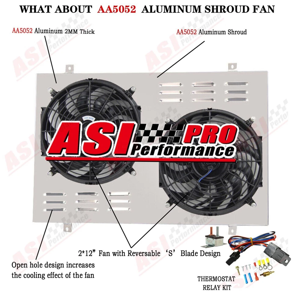 Aluminum Shroud+Fan+Relay fit 1985-1997,1995 Ford F150 F100 F250 F350 Bronco V8 Foto 1 de 4