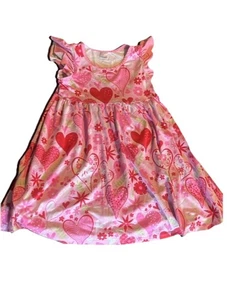 Beautiful Pink Hearts Girls Dress Size 5 Penelope Plumm - Picture 1 of 5
