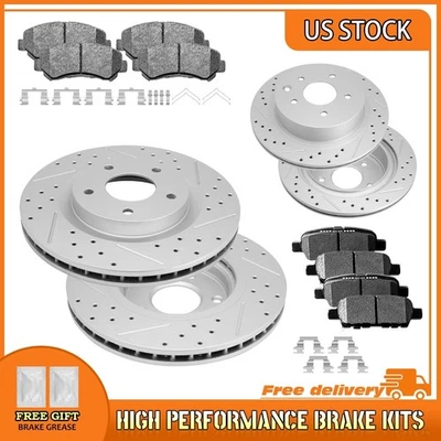 Pastilha de cerâmica rotores de freio dianteiro traseiro perfurado para 2008-2011 2012 2013 Nissan Rogue - Imagem 1 de 4