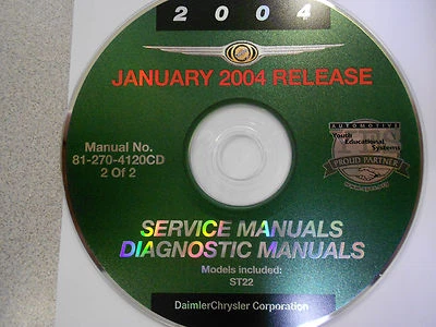2004 Chrysler Sebring Stratus Servizio Manuale DVD CD Fabbrica OEM JAN04 2 Di 2 - Immagine 1 di 3