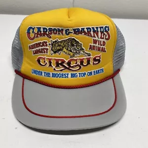 Cappello Carson & Barnes Circus Vintage Berretto SnapBack Camionista Maglia Corda Giallo Grigio - Foto 1 di 5