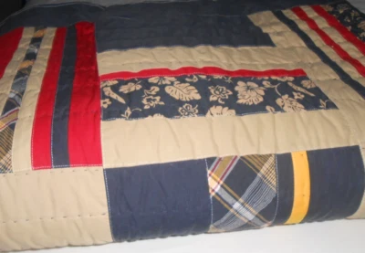 Plaid Print Twin Size Comforter Nautica Blue Red Yellow 100% Cotton  67 X84 - Image 1 of 4