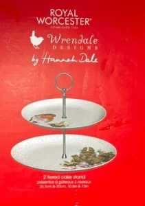 Royal Worcester Wrendale Designs 2 Tier Cake Stand Bird Rabbit by Henna Dale NEW - Picture 1 of 7