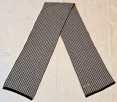 BUFANDA VINTAGE AUTÉNTICA LOGOTIPO KARL LAGERFELD LANA TEJIDA A CUADROS LARGA PARA MUJER Foto 1 de 4