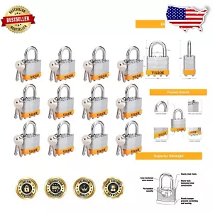 Durable Steel Padlocks Set: 12 Locks with Same Key for Gate, Shed, and More - Picture 1 of 9