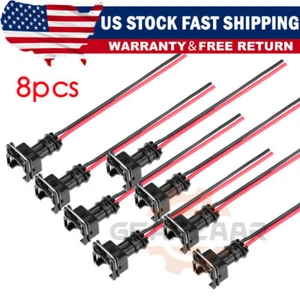 8 Fuel Injector Connector Wiring Plugs Clips Fit EV1 OBD1 Pigtail Cut & Splice - Foto 1 di 16