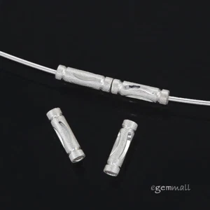 10 Sterling Silver Stardust Finish Tube Spacer Beads 2x8mm #51127 - Picture 1 of 2