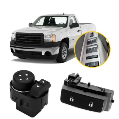 Interruptor de espejo retrovisor eléctrico para camioneta Chevrolet GMC Chevy Silverado Sierra negro Foto 1 de 4