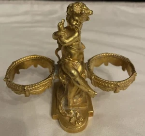 Antigua bodega doble querubín de bronce dorado Maison Baccarat siglo XIX - Imagen 1 de 9