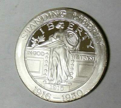 1916-1930 Standing Liberty Quarter Design 1 oz .999 prata fina redonda (m.rm.tb) - Imagem 1 de 3