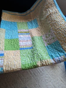 Handmade Patchwork Crib Quilt, Tummy Time, Unisex Multi Color 51 X 51 Inches - Picture 1 of 5