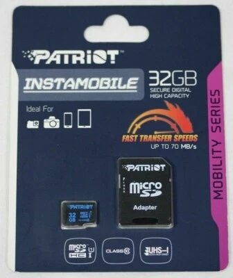 BRAND NEW Patriot 32GB MICRO SD & Adapter Class 10 INSTAMOBILE (PIF32GMCSHC10) 1 - Image 1 of 2