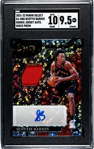 Scottie Barnes 2021-22 Panini Select Disco Prism RC Jersey [ AUTO 10 | SGC 9.5 ] - Picture 1 of 2