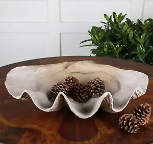 COASTAL LIVING XXL 23" ASPECTO NATURAL ALMEJA CONCHA CUENCO DECORACIÓN MESA OCÉANO 19800 - Imagen 1 de 1
