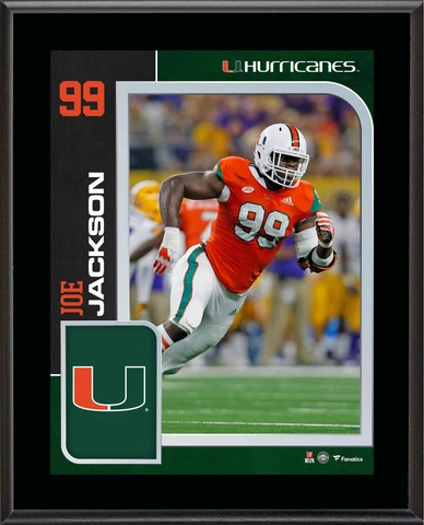 Joe Jackson Miami Hurricanes 10.5" x 13" Sublimated Player Plaque Cover