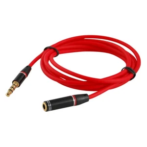 4ft 3.5MM Audio Aux Headphone Cable Extension Cord Red Male to Female - Picture 1 of 3