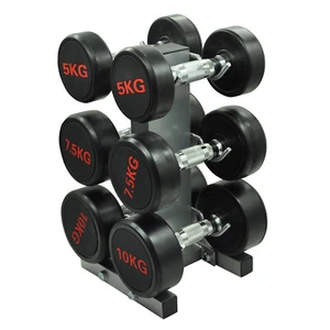 Total 45kg - Rubber Coated Dumbbell Weight Set - Commercial Grade - Picture 1 of 8