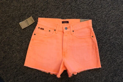 New Polo Ralph Lauren Womens The Shawe High Rise Denim Shorts - Size 26 - Orange - Image 1 of 3