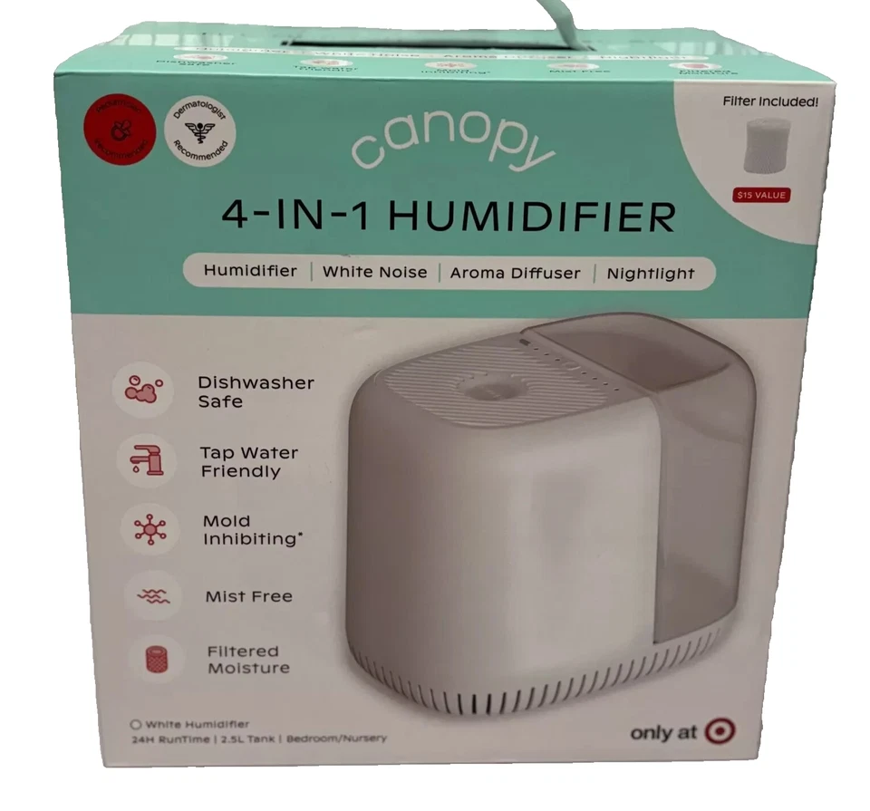 Canopy 4-in-1 Dishwasher Safe and Mold Inhibiting Humidifier - White