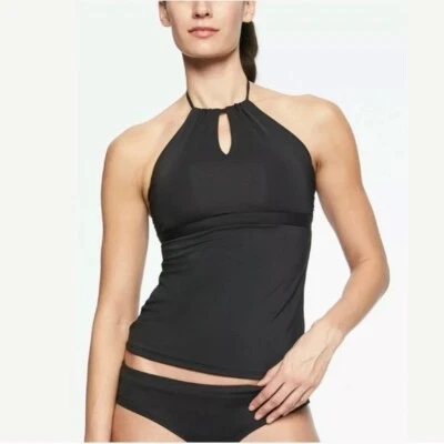Tankini de natación Athleta negro cuello alto ojo de cerradura mediano NUEVO #163632 Foto 1 de 3