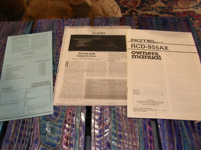 Rotel RCD-955AX CD Player Owners Manual not reproduction + Test report warranty - Image 1 of 3