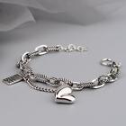 Womens 925 Sterling Silver Heart Bracelet Jewellery Charm Bangle Xmas Gifts UK