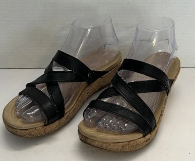 Sandalias Crocs A Leigh negras de corcho con cuña cómodas zapatos sin cordones para mujer talla 6 Foto 1 de 4