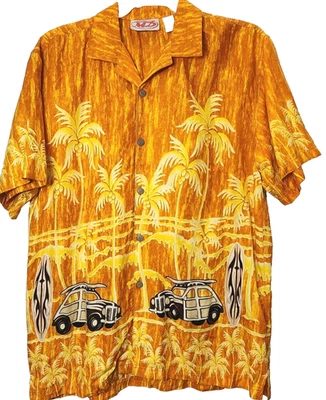 Camisa De Colección Malibu Dreams Hawaii M Rayón Palmeras Surf Coche Aloha Hawaiano Foto 1 de 4