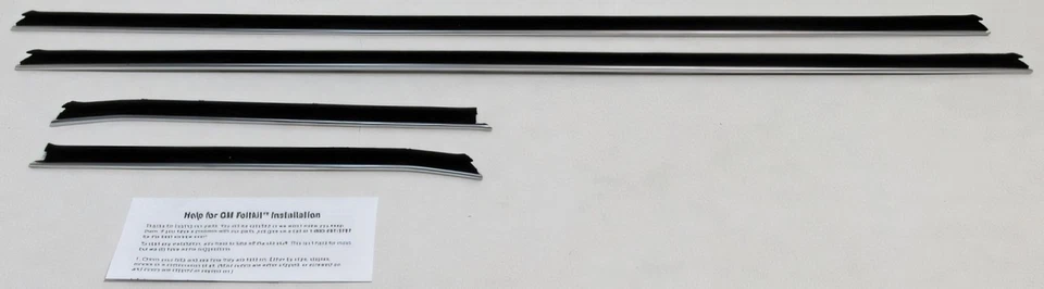 Комплект фетровых стеклоподъемников для 2-дверного купе Chevrolet Camaro 1968-1969 годов выпуска с внешней стороны - Изображение 1 из 4