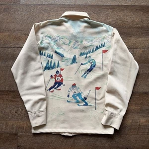 Vintage 60er/70er Jahre Herren Slim S Ski Barrymore Kragen Knopfleiste Langarm Hemd - Bild 1 von 10