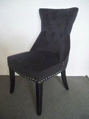 Stuhl Rixby  Schwarz  Samt-Optik Beine Birkenholz  Lehnengriff Metall - Bild 1 von 4