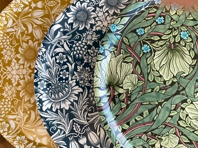 WILLIAM MORRIS~KLIPPAN~Melamine~15 in Round Tray~made Sweden~yellow/blue/green~ - Image 1 of 4