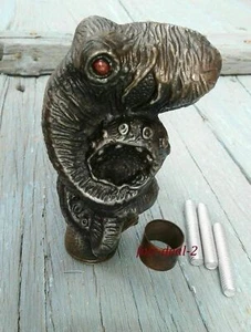 Bastone da passeggio canna legno manico testa di polpo alluminio massiccio antico fatto a mano - Foto 1 di 5